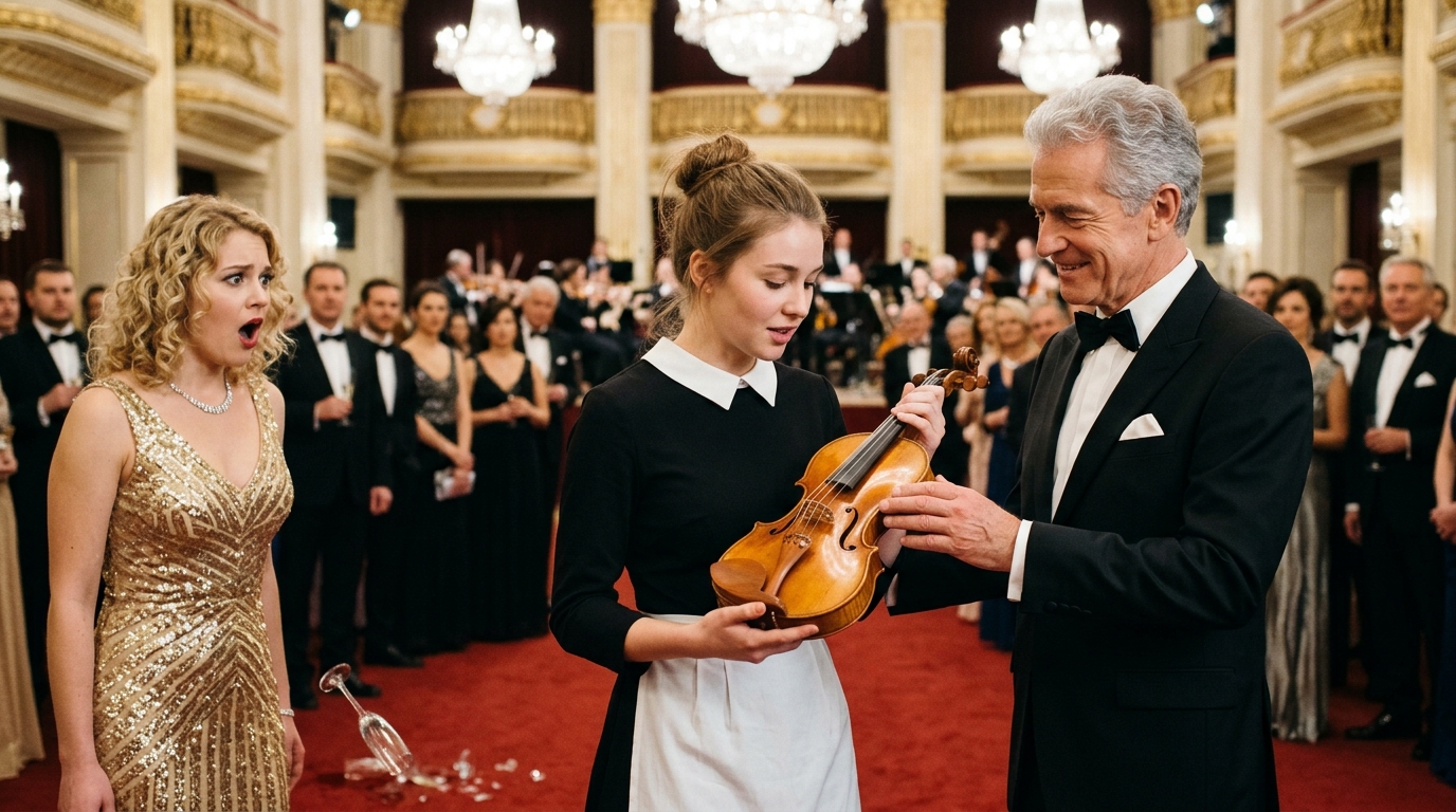 PART 2: My stepsister took the stage with my late mother’s Stradivarius violin, not knowing I was the waitress clearing Table Four